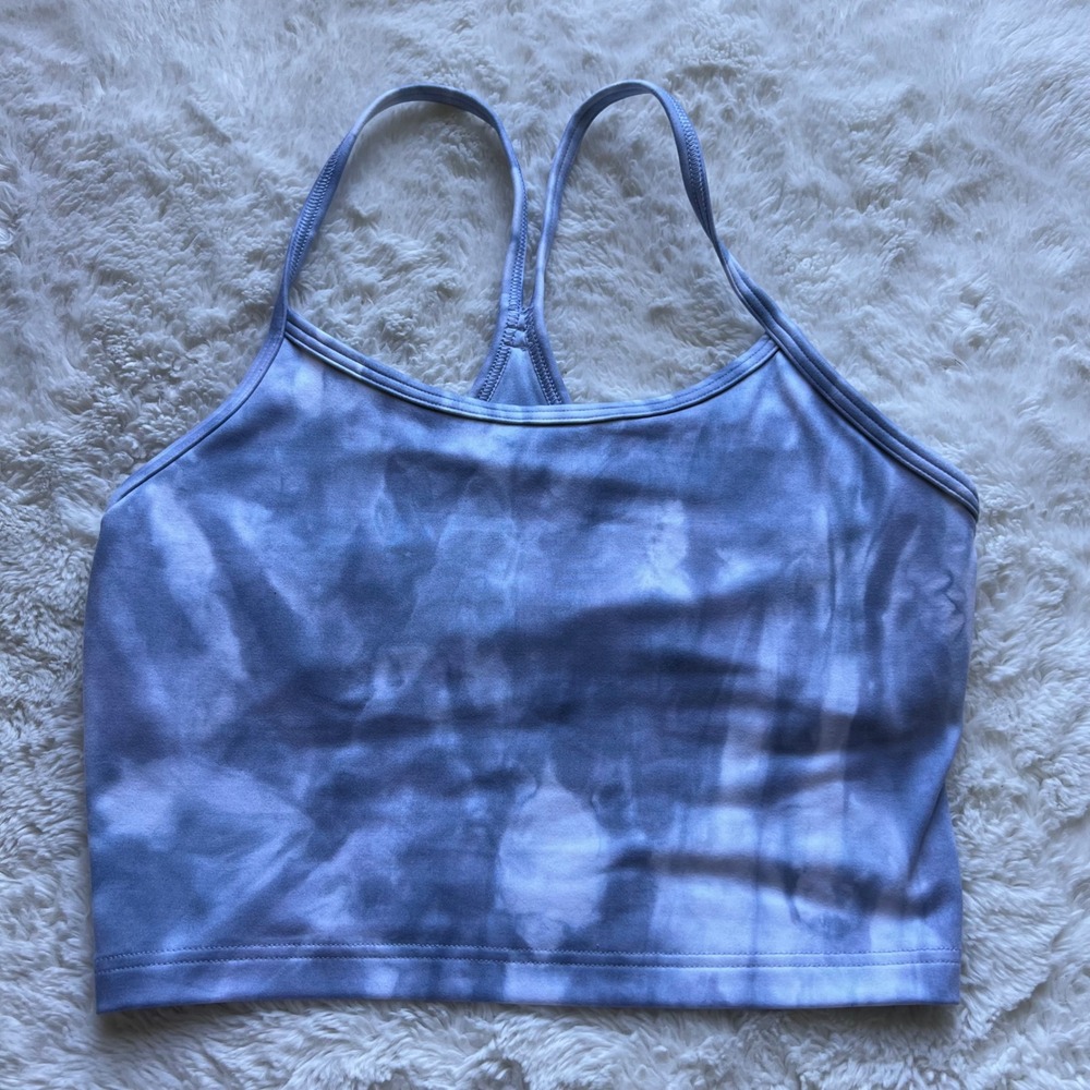 OFFLINE by Aerie Recharge Sports Bra Blue Tie Dye Racerback Crop Top Small NWOT